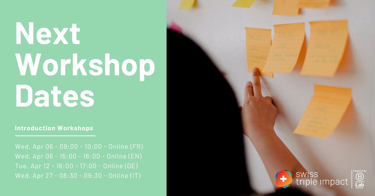 📢 Check out our upcoming workshops!
 
✏️ Sign up for the first step of the Swiss Triple Impact program, and start with a free workshop where you will learn why the Sustainable Development Goals (SDGs) are valuable for your business.

Sign up here: zcu.io/KklH