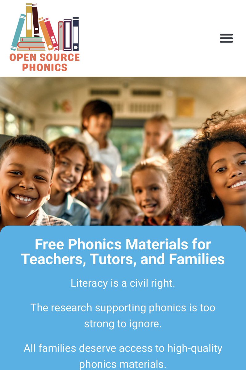 MmeLockhartLDS's tweet image. A FREE phonics resource that is evidence-based AND endorsed by Louisa Moats?! Some things are not too good to be true!! @LouisaMoats 

opensourcephonics.org

#StructuredLiteracy #ScienceOfReading