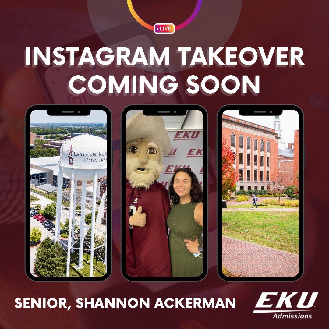 Hey #FutureColonels! Ever wonder what its like on to be a student on EKU's campus? Tune into our Instagram story next week to watch EKU Senior Shannon Ackerman show us a typical day in the life as a Colonel!