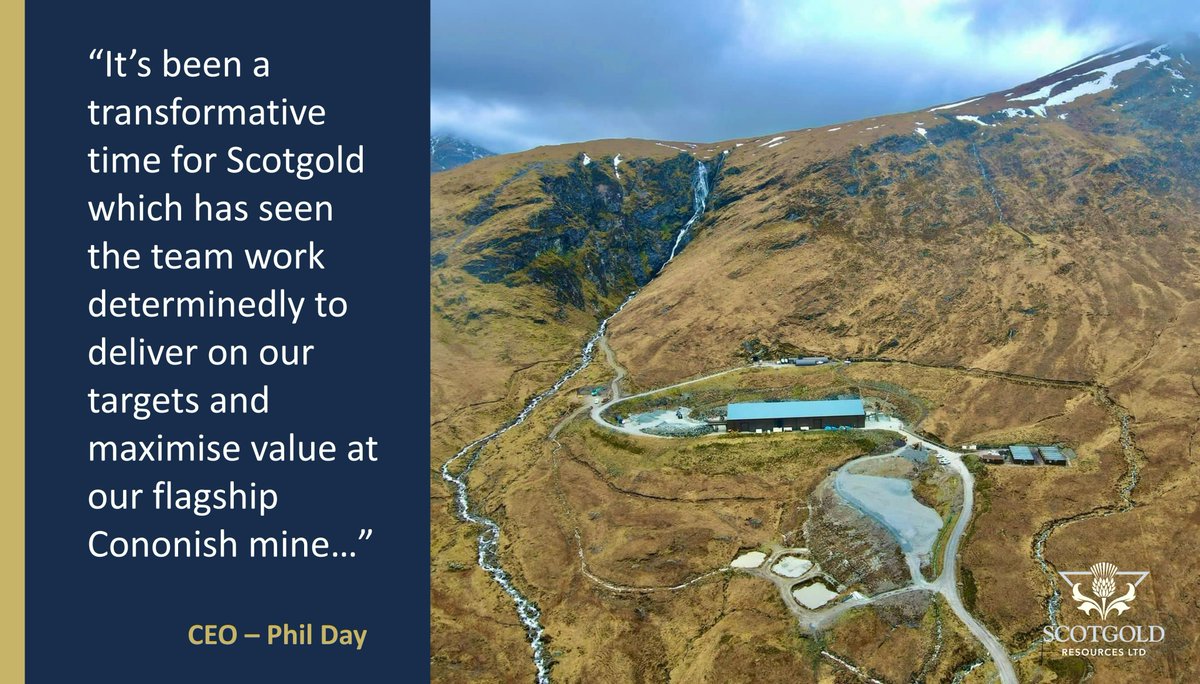 scotgoldresltd's tweet photo. Commenting on our Interim Results today, our CEO Phillip Day said, "It’s been a transformative time for Scotgold which has seen the team work determinedly to deliver on our targets and maximise value at our flagship Cononish mine..." https://t.co/Um2TdU8yp3 https://t.co/liKdR7nmUt