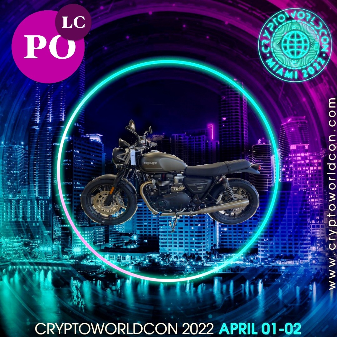 RT CryptoWorldCon1: Motorcycle Raffle  Polka City will be dropping the Triumph Motorcycle NFT!  Polka City will be dropping the Triumph Motorcycle NFT and Raffle the real thing at the Cryptoworldcon Miami conference!   Buy the NFT and enjoy the fllowing:  1. 20% APY payable in weekly POLC earnin... [twitter.com] [pbs.twimg.com]