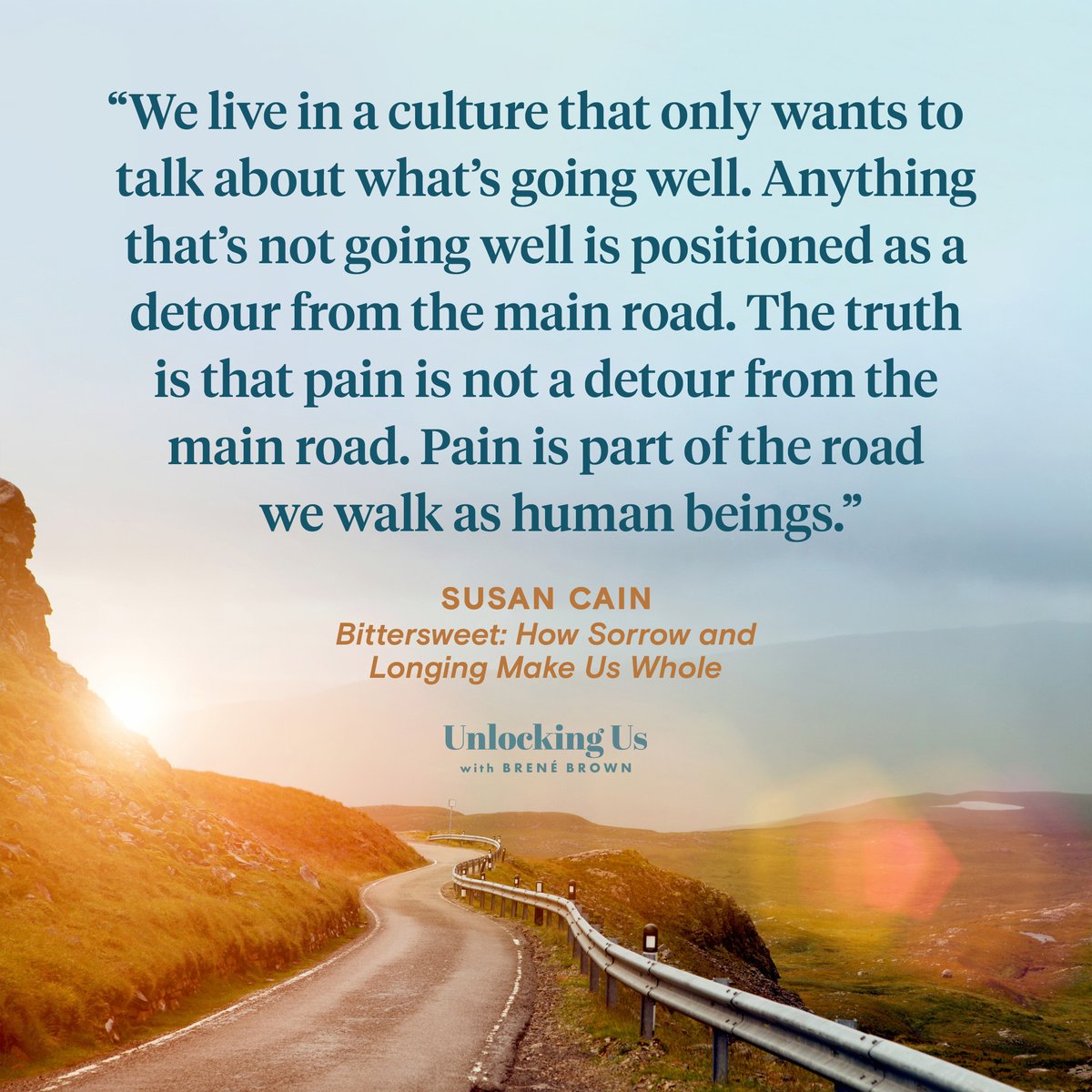 BreneBrown's tweet image. Oh, the power in knowing that pain and sorrow are also part of the path. @susancain's book “Bittersweet” is so healing. Especially now.
Join us for Part 2 of this “Unlocking Us” conversation. bit.ly/3NyZYvT