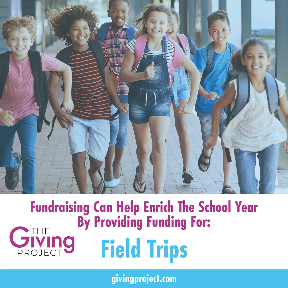 Field trips can be costly, and The Giving Project's online fundraising platform is a great way to help offset the costs of field trips, or to fund them entirely.

Learn more and start your campaign today at givingproject.com/schools/.