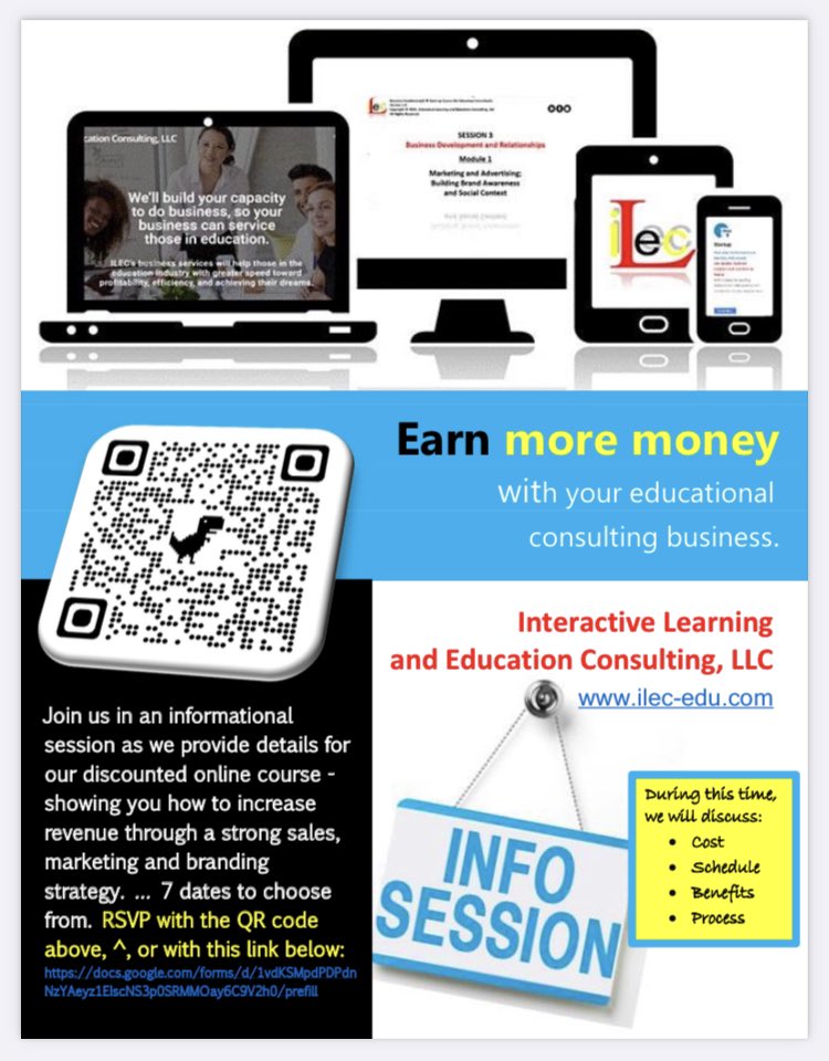 ilec_now's tweet photo. Most educators lack business acumen, to run their own business. This course will help close that gap. Join the informational session to learn more. https://t.co/9ET3umxiZa