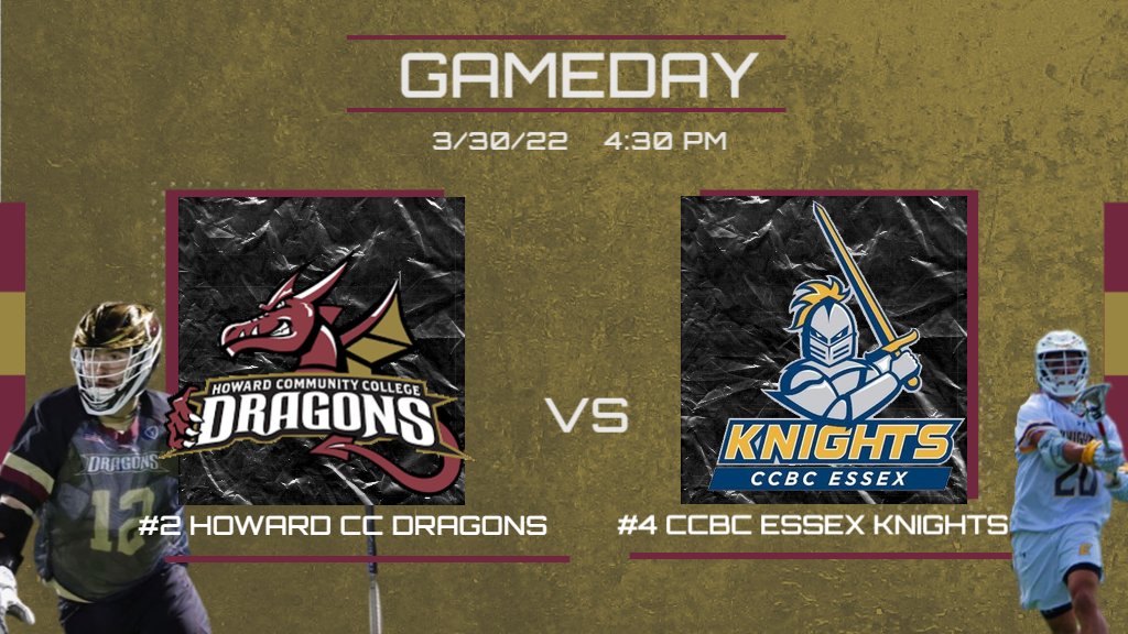 howardccdragons's tweet photo. GAMEDAY! The highly anticipated day has arrived as the #4 ranked @CCBCEssexSports Knights come to  Columbia, MD to take on the #2 ranked @HCCLax Dragons in a clash of @NJCAALacrosse titans.

📺Watch live at: https://t.co/4ckCeg4P7o
📊Live stats at: https://t.co/uto2K4upMC https://t.co/fl7TEKBE2V