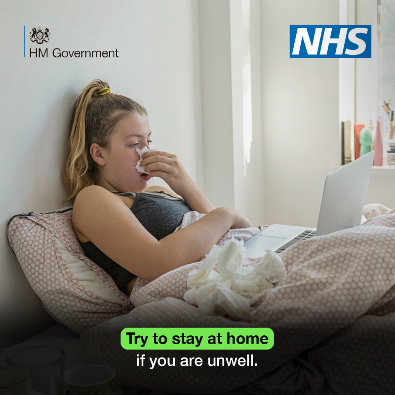 DHSCgovuk's tweet photo. ✅ Consider wearing a face covering in crowded, enclosed spaces

✅ Get vaccinated

✅ Try to stay at home if you are unwell

✅ Wash your hands

Take these steps to reduce the risk of catching and spreading #COVID19.