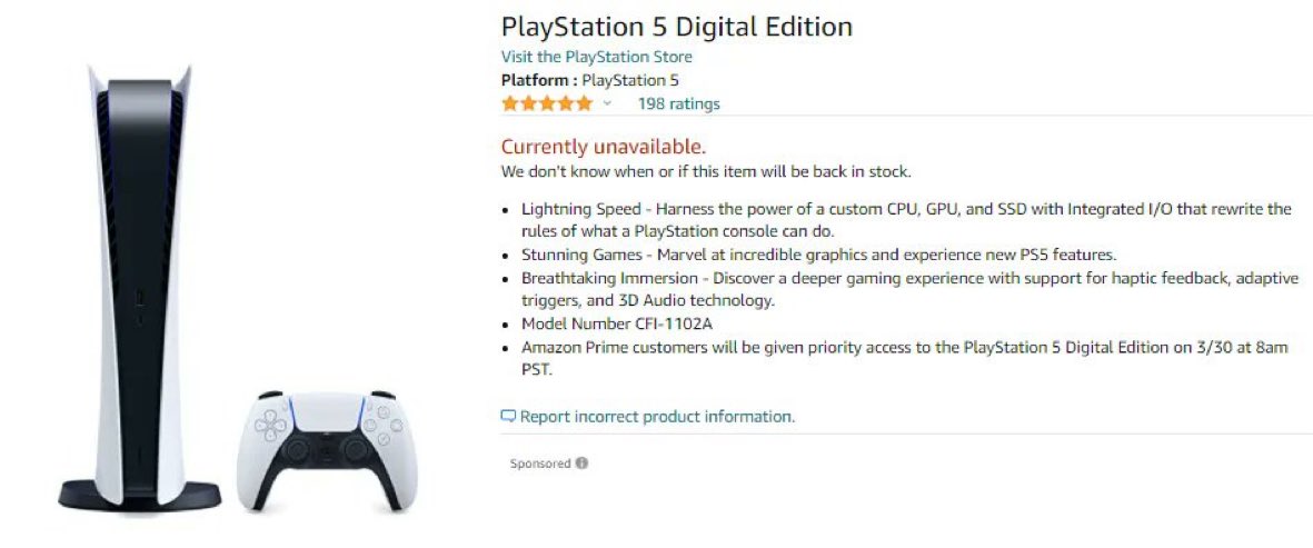 Amazon will drop the PlayStation 5 Digital Edition Console in 10 minutes. This is their first time announcing the time and date of a restock. Expect something different! 👀 

PS5 Digital Listing - amzn.to/3b20wso

Amazon Prime Sign Up- amzn.to/3koYGas

#PS5 | #AD