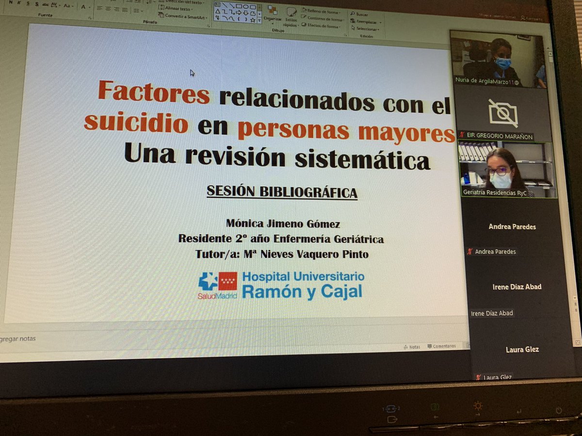 NuriaDeArgila's tweet photo. Hoy Mónica #EIRGeriatría del #HospitalRamonyCajal ha impartido una espectacular sesión sobre el #suicidio en #personasmayores las #5UDM de #Madrid conectadas seguimos todos los miércoles.
👇🏼 https://t.co/5aDw5XznHu