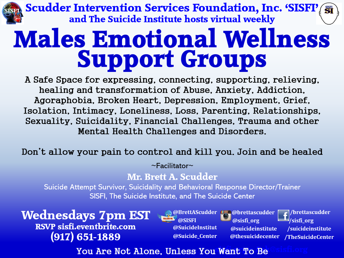 Intrigued by global discussions on Male emotions, abuse, violence, especially Males of Color. It's why I host Males #EmotionalWellness support groups and events like today's Males Pain Management Forum <a href="/SISFI/">Scudder Intervention Services Foundation Inc SISFI</a> for health, healing, #MentalHealth #trauma #violence #TheSuicideNetwork