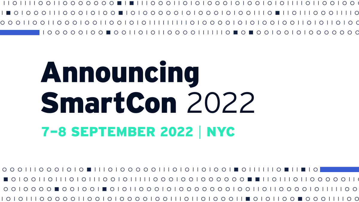 Get ready for this year’s #SmartCon, kicking off September 7-8!

SmartCon 2022 will take place in-person in #NYC, featuring industry-leading speakers and a wide range of panels discussions, Q&amp;As, &amp; networking events.

Make sure to save the date! 

➡️smartcontractsummit.io