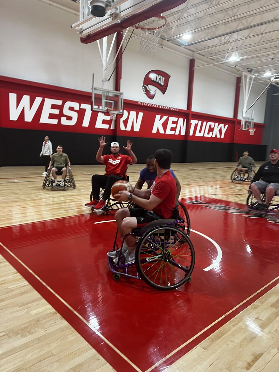 WKUSPM's tweet photo. Dr. Obee’s SPM 305 class helped plan an Adaptive Sport Showcase as part of @CHHS_WKU Diversity and Inclusion Week 2022. First event: Wheelchair Basketball!! https://t.co/XTC7XJxTD7