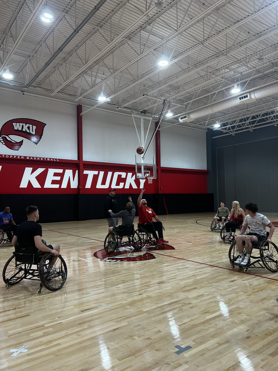 Dr. Obee’s SPM 305 class helped plan an Adaptive Sport Showcase as part of <a href="/CHHS_WKU/">chhs_wku</a> Diversity and Inclusion Week 2022. First event: Wheelchair Basketball!!