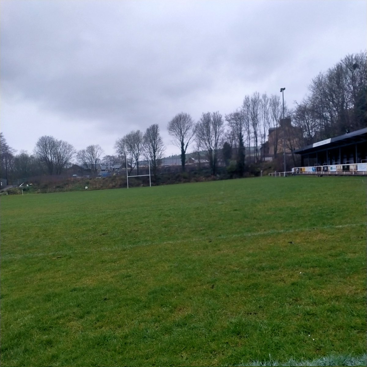 SaddRangers's tweet photo. Two hours to kick off in the first game @GBpoliceRL v @ukafrugbyleague the rain is holding off, although that stand is looking inviting. #presidentscup @TheRFL https://t.co/osH74Zna7m