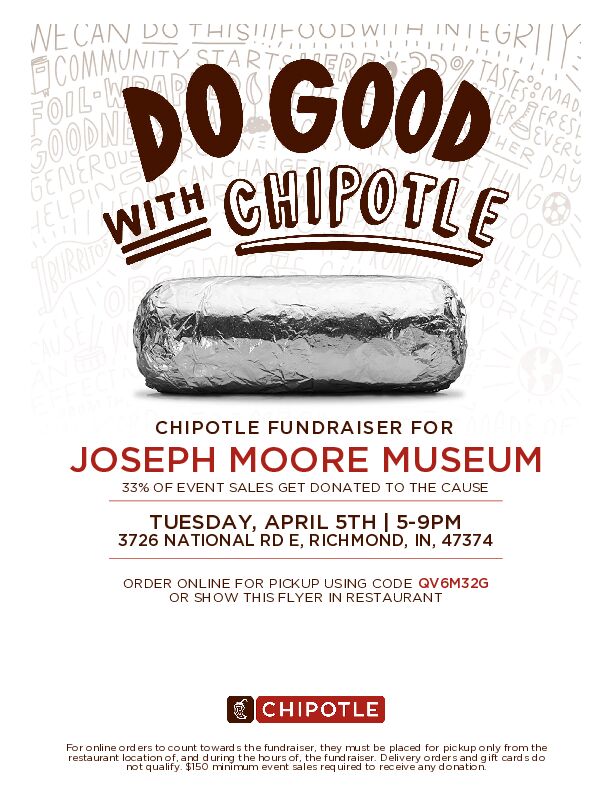 Eat a burrito for the giant beaver! Treat yourself to a taco for the turtles! On Tuesday, April 5th, 5-9pm, Chipotle will donate 33% of all purchases to the Joseph Moore Museum! 🌯Click here for more details: tinyurl.com/y86flnuf #ChipotleFundraiser