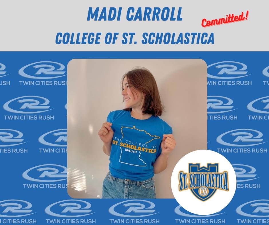 twincitiesrush's tweet photo. Congratulations to Madi Carroll on committing to play at the @CSSsaints! Madi currently plays on our 04/03 NPL team and plans on focusing in nursing! #rushsoccer #collegeadvisoryprogram #twincitiesrush https://t.co/2lXHGRpvYL