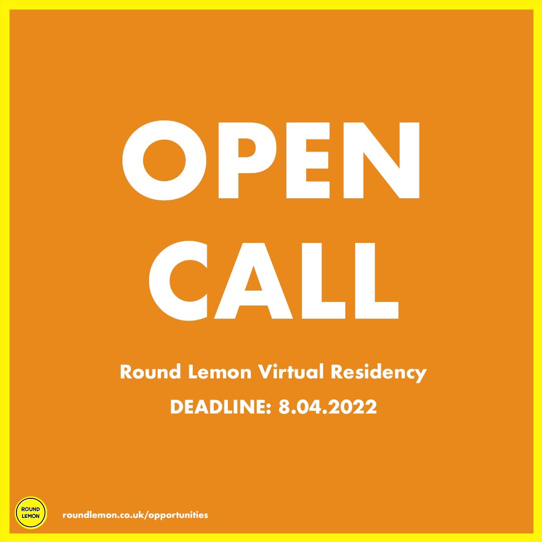 round__lemon's tweet photo. A reminder that you have until 8th April to apply for our virtual residency! Full details can be found on our website
https://t.co/xb8MJlfPig
#RoundLemon #ZEST #Art #Artist #Residency #VirtualResidency #ArtOpportunity #Opportunities #FreeOpportunity #OpenCall https://t.co/gEbdofdzOM