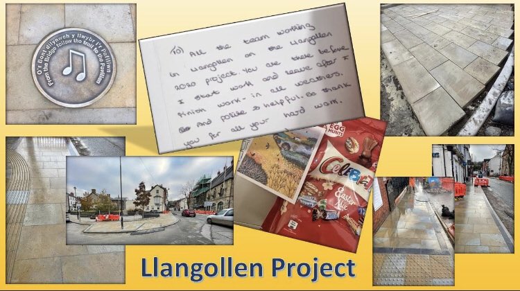 ParryLtd's tweet photo. We're well over half way through the Llangollen 2020 Contract now and starting to see the improvements to the town that all our lads have been working so hard on.

It's lovely when members of the public take time to acknowledge our efforts too! https://t.co/7FYJpWJWNN