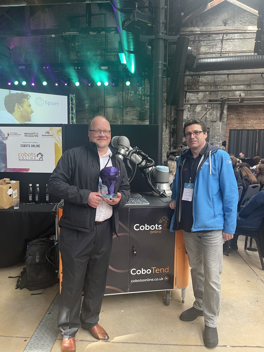 We'd like to say a huge congratulations to Mark and the team at Cobots Online for being awarded the Manufacturing Innovation award at Venturefest North East #VFNE 🏅