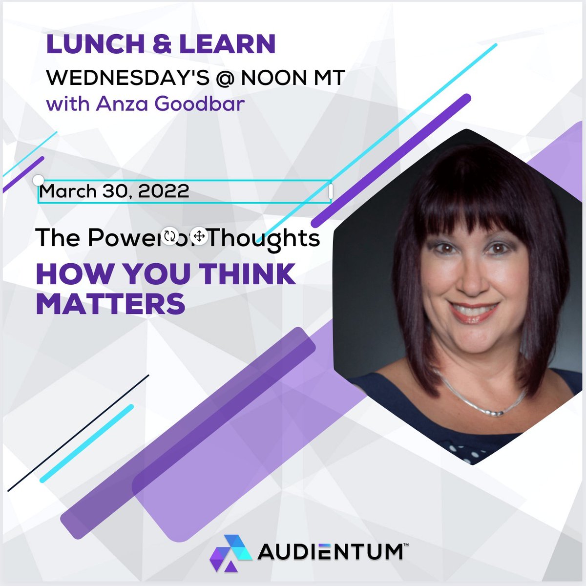 BankableEvents's tweet photo. It's Lunch &amp; Learn Wednesday!!

Join us today as we discuss: The Power of Thoughts - How you Think Matters

Is your mindset holding you back? Join us and learn the different types of thinking entrepreneurs use to grow their business.

Grab your spot 👉 : https://t.co/8NtIRUZuw9 https://t.co/YGFPOZBAGd