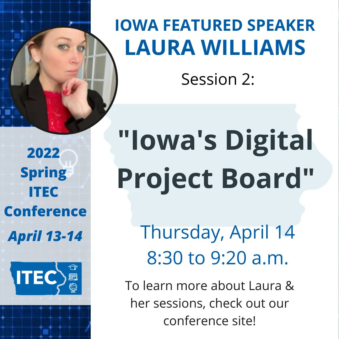 itec_ia's tweet photo. 🙌 Iowa Featured Speaker
🗣 Laura Williams @mrswilliams21c
🤔 Want to connect your students with community projects?
💡 Laura’s got you!
🎟 Get Registered
🔗 https://t.co/7MvOPURgul
👉 Psst...There's a virtual option too
#itecia #iaedchat https://t.co/kt15Ju5YIk