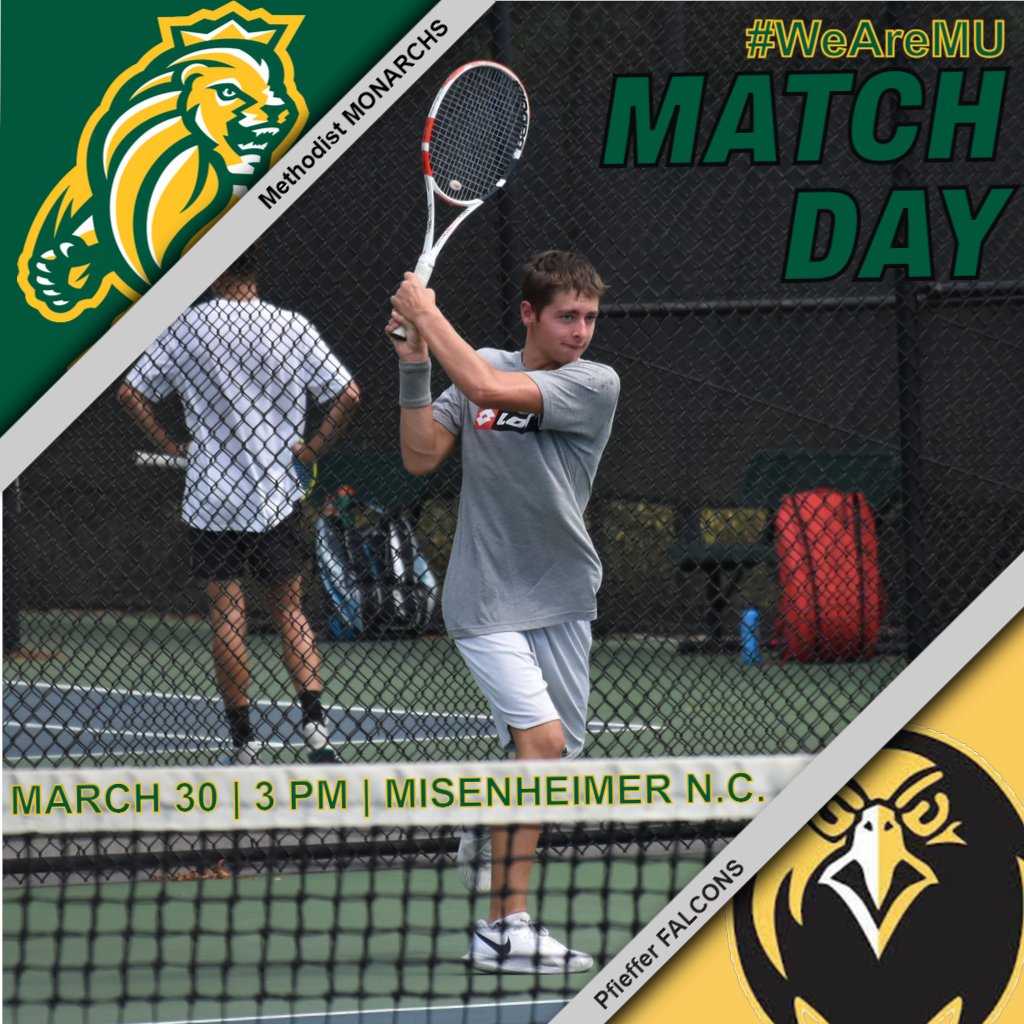 mumonarchs's tweet photo. IT'S MATCH DAY!! Men's tennis hits the road this afternoon for a USA South match-up with the Falcons of Pfeiffer University in Misenheimer, N.C. #MethodistU_mtennis #MUMonarchs #WeAreMU #conferencematch #roadmatch https://t.co/NhLUalfZ2c