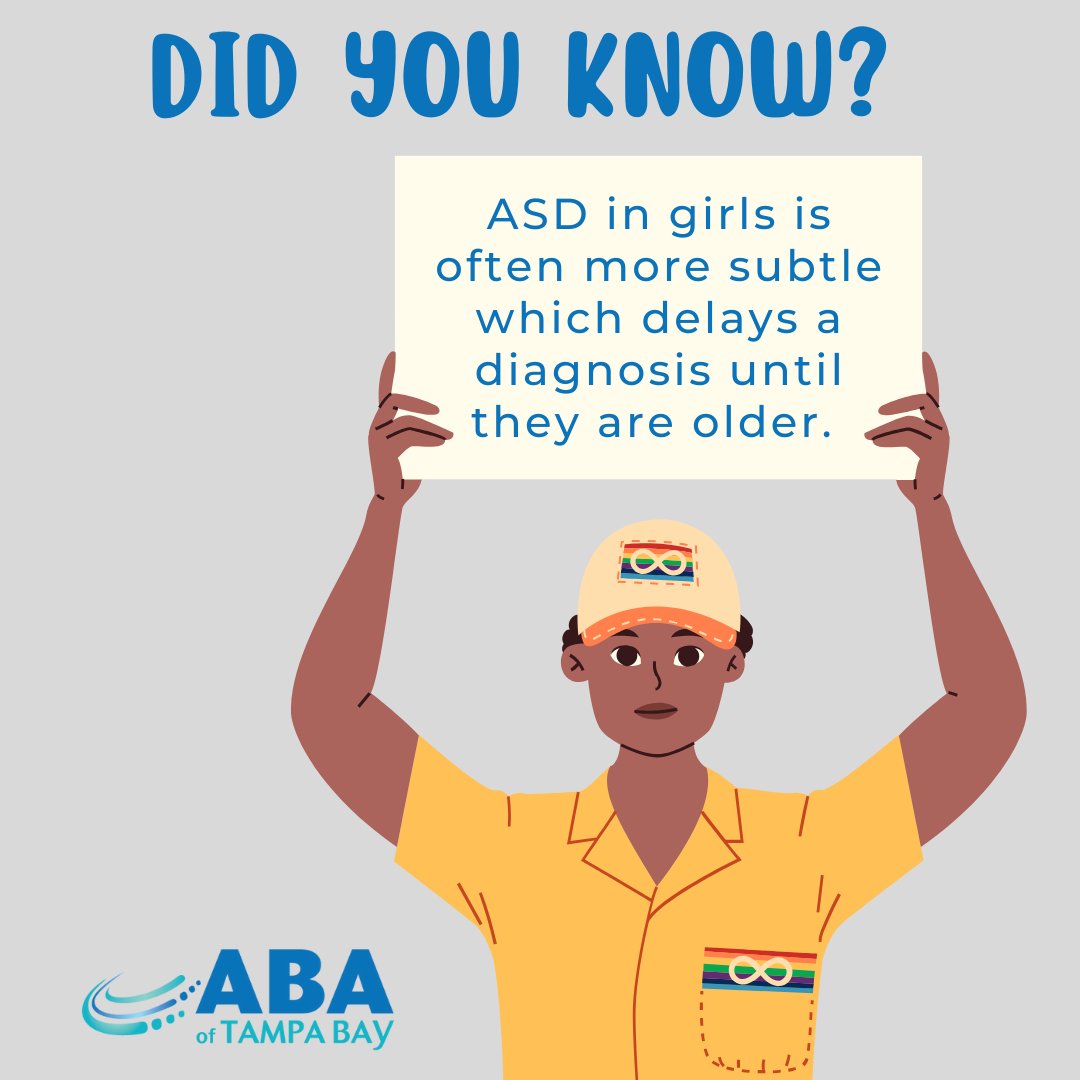 ABAofTB's tweet photo. Common signs for girls include:
-Difficulty making friends
-Relying on others to model and speak for them
-Limited conversation topics and narrow interests
-Being unusually passive
Let's advocate for all, including girls on the spectrum. ๐
#girlswithASD #Autism #Tampa https://t.co/ApBkx8OTF7