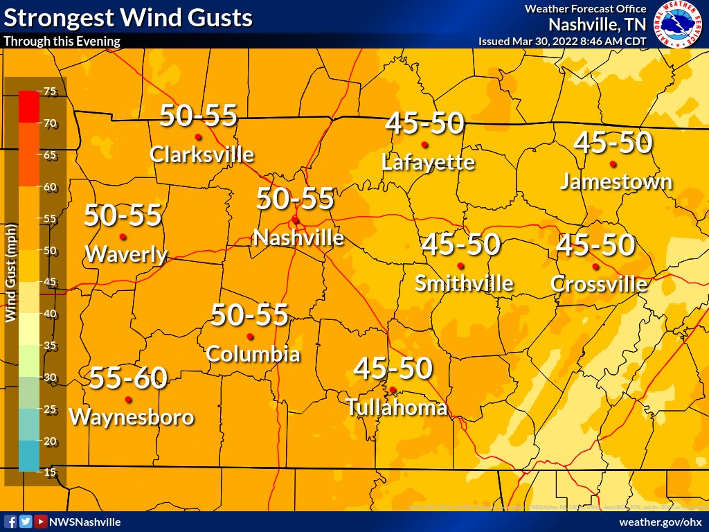 It is already getting rather gusty out there, with multiple gusts over 30 mph across the area.

A Wind Advisory continues through the remainder of the day. Non-severe wind gusts upwards of 55 mph are possible this afternoon and evening 🍃

Make sure you have secured loose items!