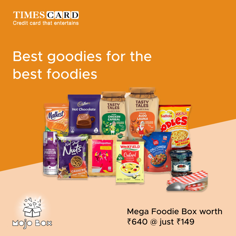 timescardcredit's tweet photo. Get the best of the best, all in one box! Try @iwantamojobox Mega Foodie Box worth Rs 640 at just Rs 149 with HDFC Bank Times Card.
#goodiebox #mojobox #foodbox #food #indulgence #scrumptious #snacks #giftbox #offers #promotions #deals #promo https://t.co/gUC0dc3Oux