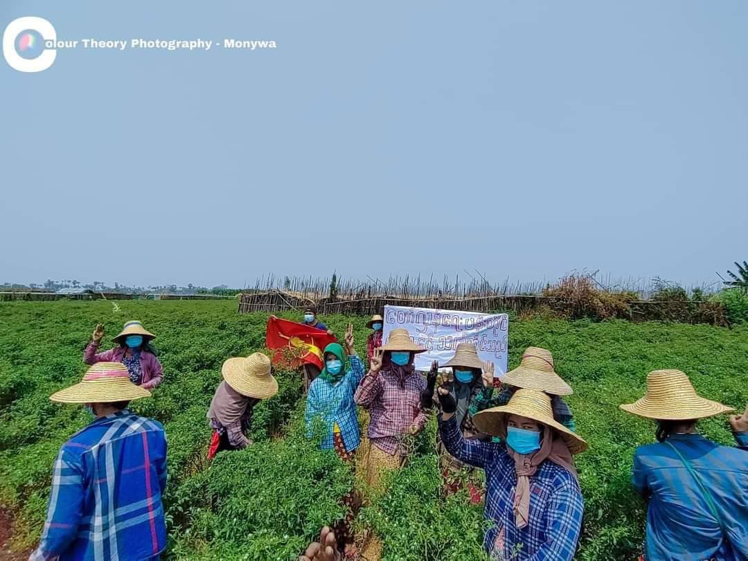 kk_jgk's tweet photo. The peaceful pro-democracy farmers from a village of Monywa-Amyint Road gathered together and staged a peaceful anti-authoritarian guerrilla strike. #2022Mar30Coup  #SaveAbducteesLives  #WhatsHappeningInMyanmar https://t.co/FFTRTYiUgh
