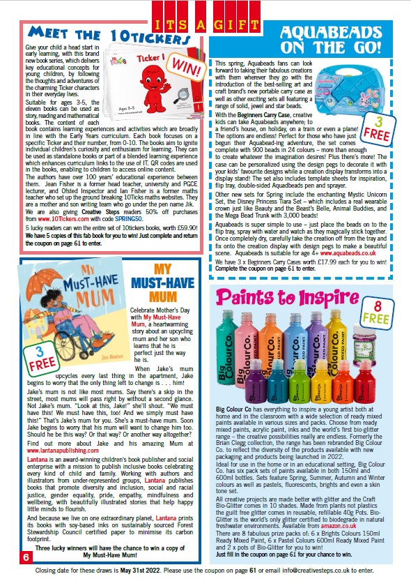 More than £2200 of fab toys, games, books &amp; resources to be won in the Spring issue of <a href="/Cr8iveSteps_mag/">Creative Steps magazine</a> 
Full details &amp; entry form at: creativesteps.co.uk/wp-content/upl…
#Competition #Giveaways #earlyyears #childcare #parenting #primaryschool #nursery #WIN #SubscribeNow #learningthtoughplay