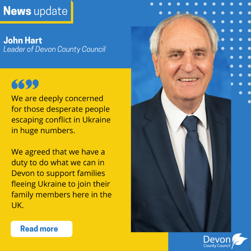 DevonCC's tweet photo. 💛 In Devon, we welcome refugees seeking a safe home in our communities and we're supporting local residents who want to provide sanctuary to people fleeing #Ukraine.

A new website hosts the latest guidance and information as it becomes available 👇

#StandWithUkraine