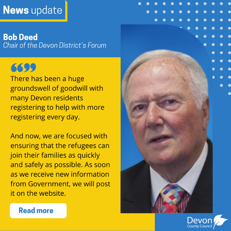 DevonCC's tweet photo. 💛 In Devon, we welcome refugees seeking a safe home in our communities and we're supporting local residents who want to provide sanctuary to people fleeing #Ukraine.

A new website hosts the latest guidance and information as it becomes available 👇

#StandWithUkraine