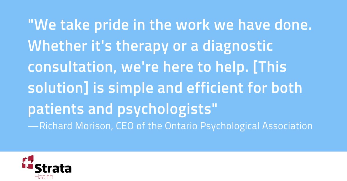 'Whether it's therapy or a diagnostic consultation, we're here to help. [This solution} is simple and efficient for patients and psychologists' -Richard Morison, CEO of the Ontario Psychological Association

#PatientFlow #Testimonial #OntarioPsychologicalAssociation
