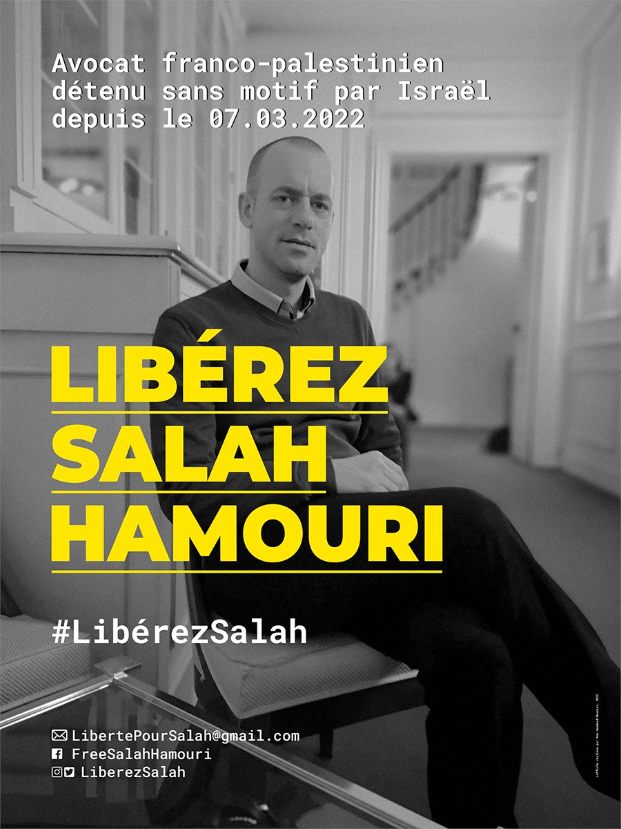 📣 Libérez Salah Hamouri ! Partagez le visuel sur vos réseaux sociaux, inondez les panneaux de vos villes de l'affiche !  

Pour recevoir le fichier pdf pour imprimer l'affiche, n'hésitez pas à nous contacter : libertepoursalah@gmail.com 

N'oubliez pas le hashtag #LiberezSalah