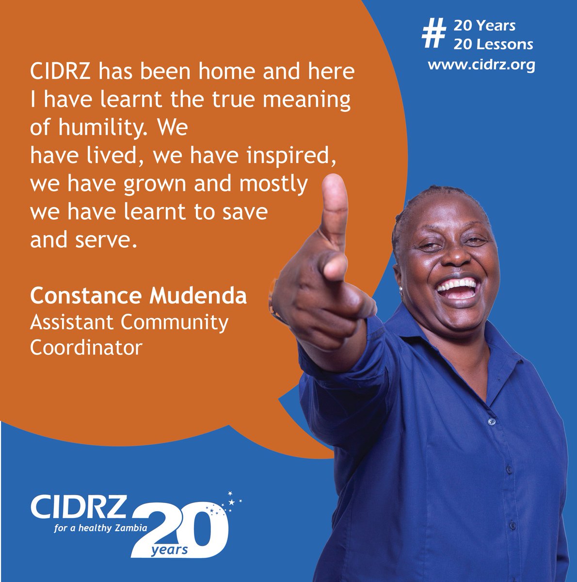 cidrzinfo's tweet photo. We asked our heroes to share what lessons they have learned over the 20 years. Thank you Constance Mudenda for sharing!
#CIDRZ #CIDRZ20 #20Years20Lessons https://t.co/BPVAIPpI7X