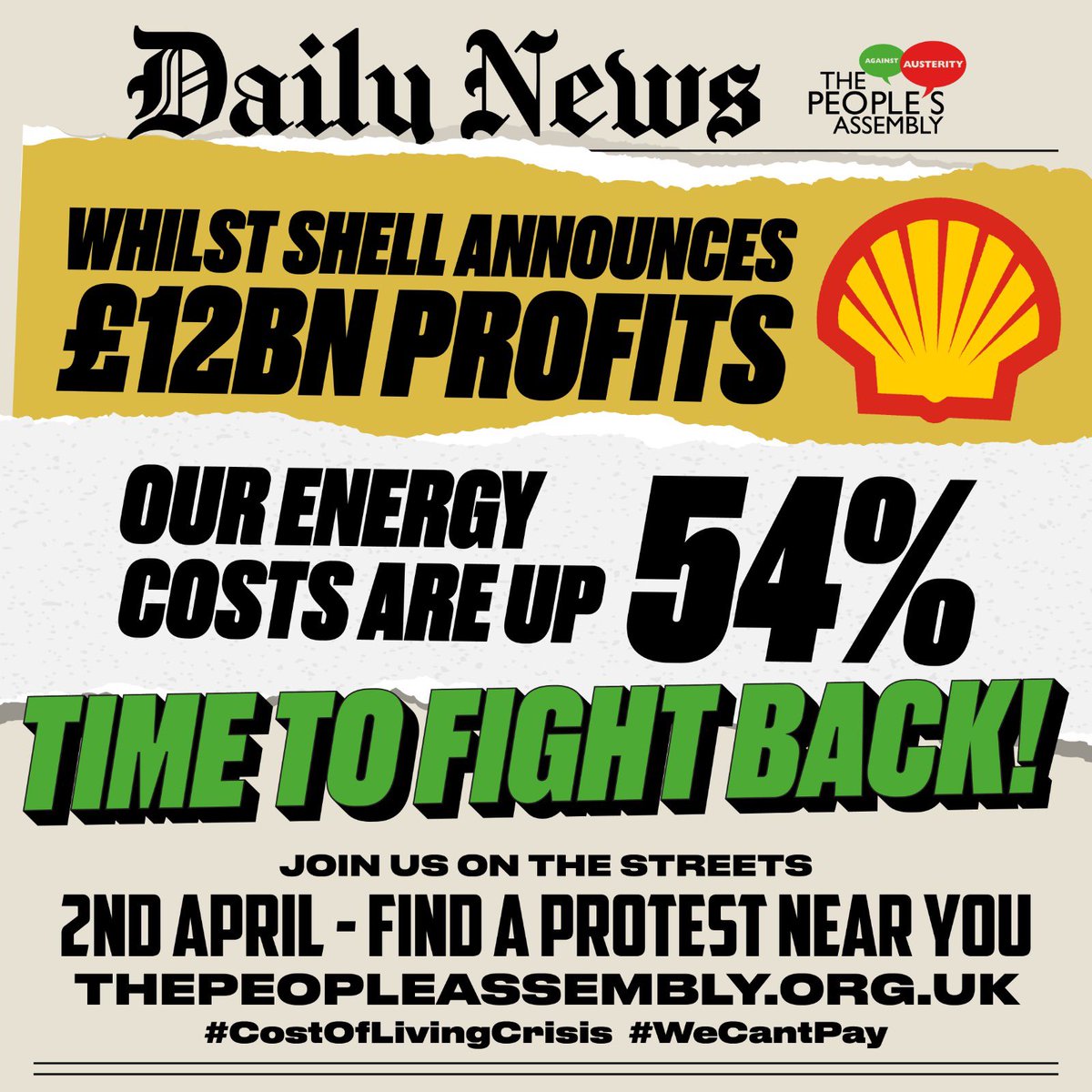 SteveT_Unite's tweet photo. Under the Tories inflation, rents, energy and taxes are soaring with real terms wages cut! We’re facing a #CostOfLivingCrisis … join the @pplsassembly on the streets this Saturday to demand change!
Find your nearest protest: https://t.co/IWpYgjI9au
#CantPayWontPay https://t.co/ZJwR0PxJeq