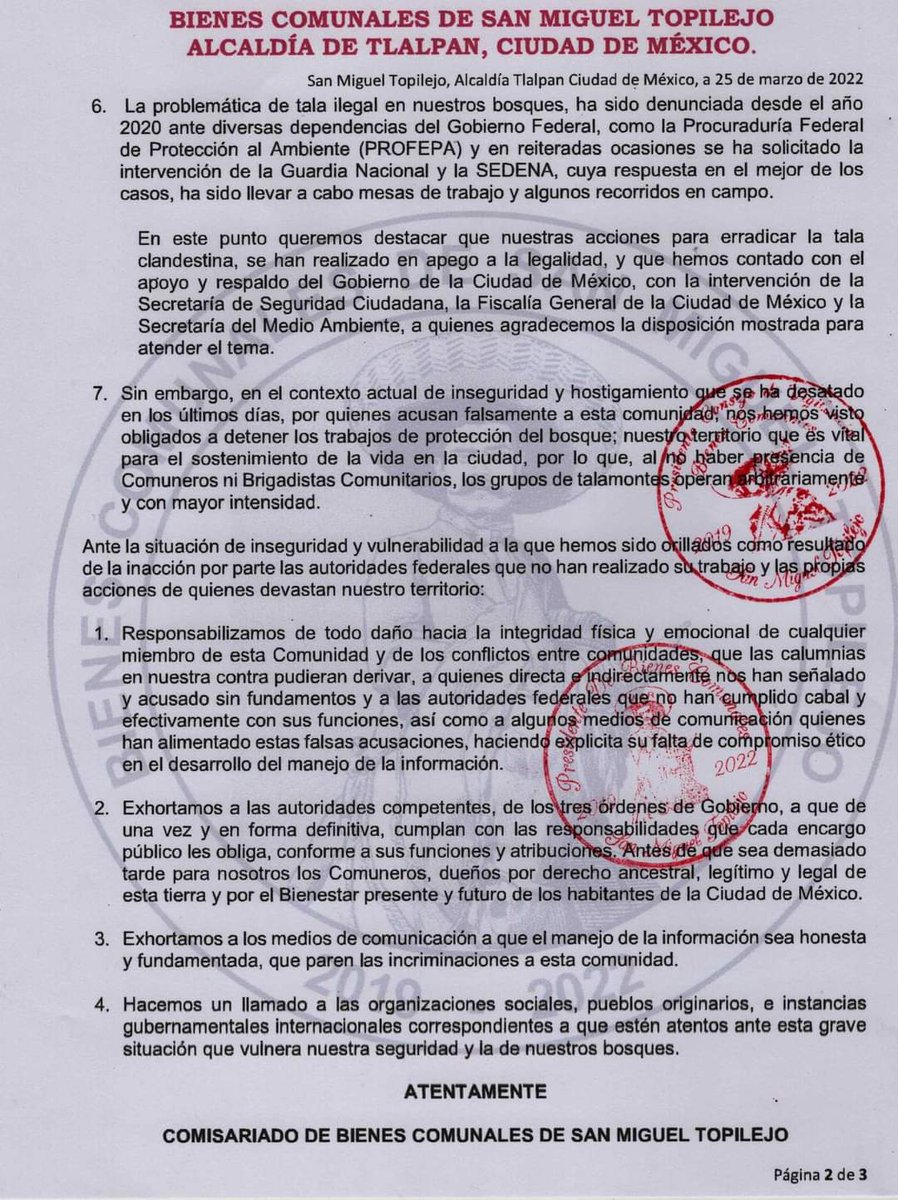 EDinamos's tweet photo. Comunicado por parte de Bienes Comunales San Miguel Topilejo:
"¡Exigimos respeto y justicia para nuestros bosques! Y para quienes día a día arriesgan sus vidas para preservarlos
“Los homicidas, son los talamontes”
¡Alto al ecocidio!"
#tlalpan
#talaclandestina #Shainbaum https://t.co/qMojoXv9wN