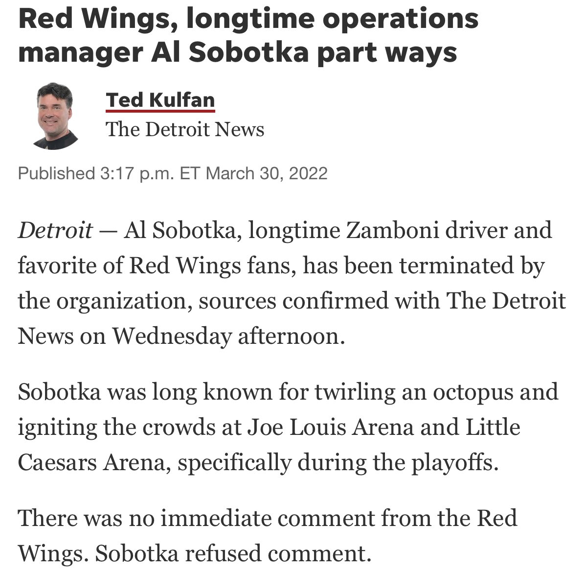 woodwardsports's tweet photo. One of the biggest faces in Hockeytown has been let go by the Red Wings.. https://t.co/SvLqRAoOwu