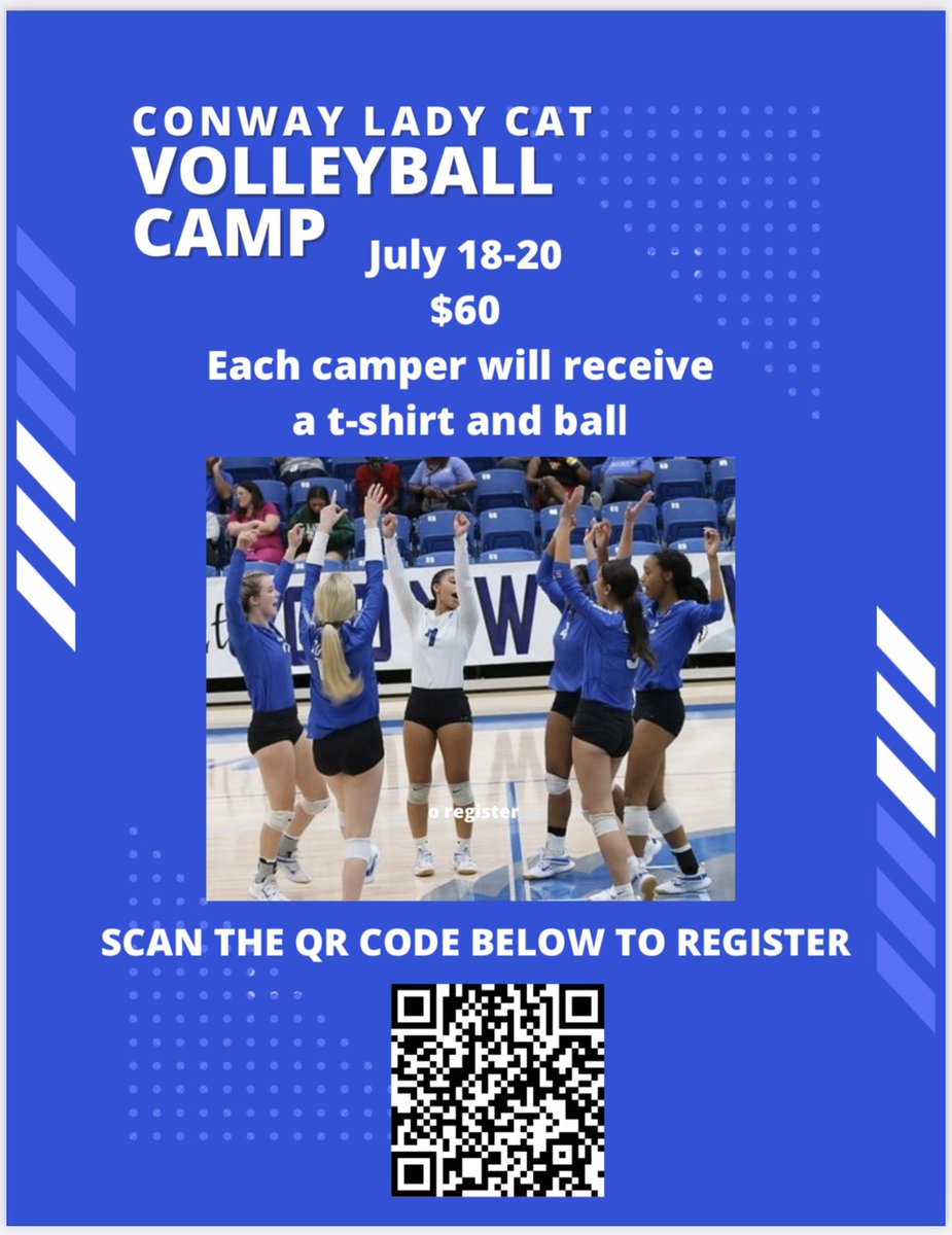 Registration is open for the 2022 Lil Lady Cat Volleyball Camp! Scan the QR code or click this link to register # sixlegs register.ryzer.com/camp.cfm?id=21…
