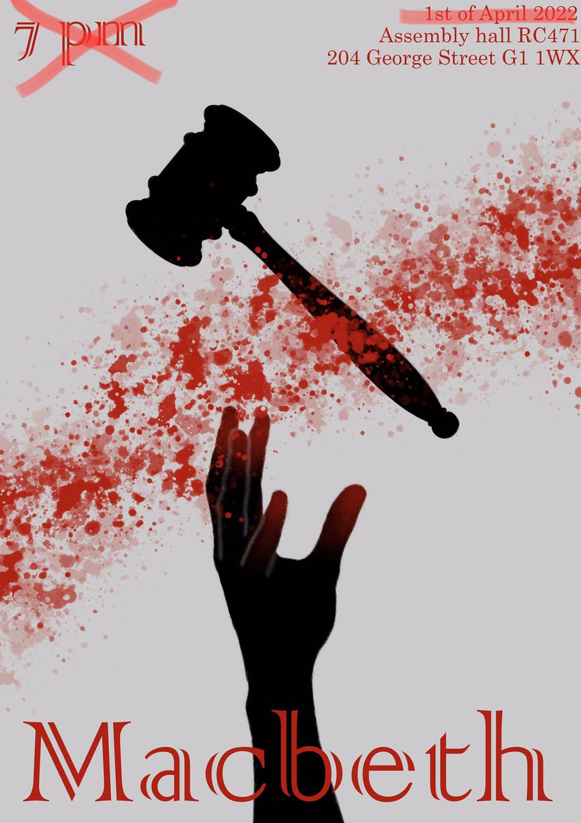 ReActStrathUni's tweet photo. sadly we have to announce that our production of Macbeth this Friday has been cancelled. We’re currently trying to reschedule for the end of next month so keep an eye on our socials. If you have purchased tickets for Friday’s performance you should receive an email soon. https://t.co/0Dn00ubN0p