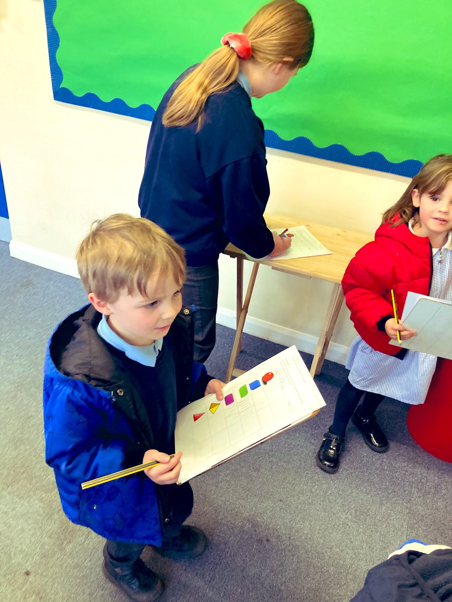 St_Leonards_RC's tweet photo. We’re going on a shape hunt! Holly Class exploring the school to find everyday objects and name the 3D shape…we even enlisted some Year Six helpers. Excellent mathematical language used by all! #stleonardsholly #stleonardsmaths #allthethingsIknow https://t.co/CLmgZol4cw