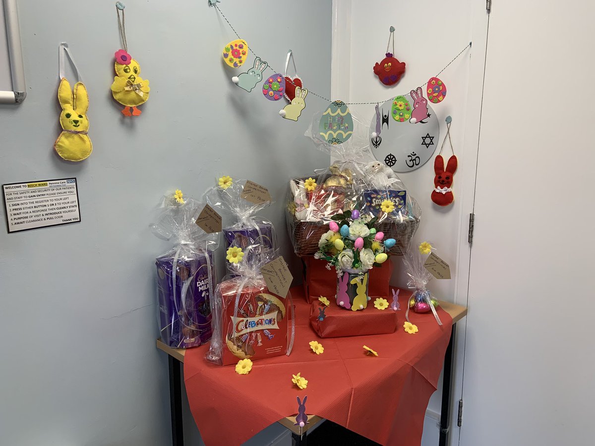 GinaWils2106's tweet photo. Getting ready for Easter on Beech Ward #PennineCareNHS #nicbee13 #eastereggs #raffle https://t.co/aRE4tMTF9D