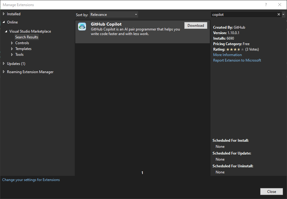 okyrylchuk's tweet photo. GitHub Copilot is now available from Visual Studio 2022 for everyone in the technical preview.

I got access to Copilot for VS Code several months ago. I didn't play too much with it, but I was impressed with what it could do.

I'm curious how it'll work in Visual Studio. https://t.co/B92bmnR6Xs
