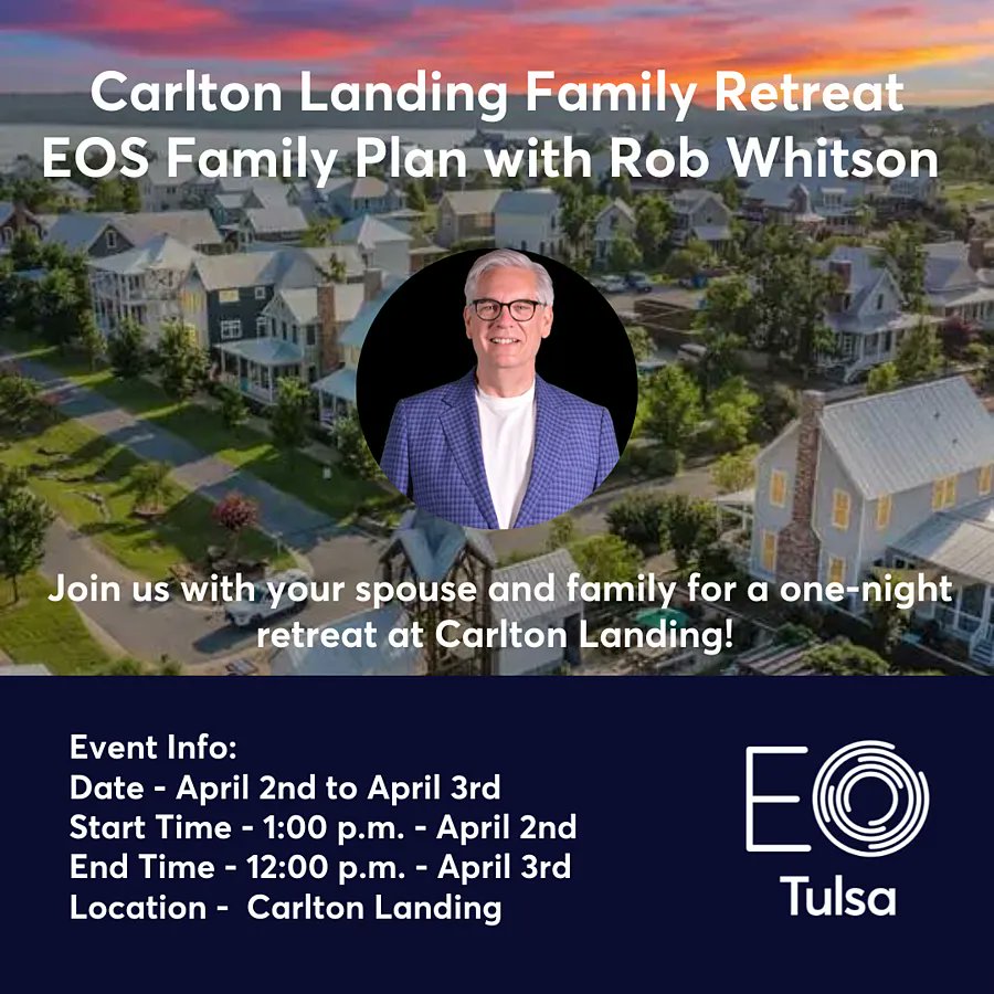 EOTulsa's tweet photo. Let's get away this week! Join us with your spouse and family for a one-night retreat at Carlton Landing.
 
Stay in Seaside-inspired cottages and connect with other EO Tulsa members, SAPs and their families. Register here: https://t.co/7uIx9nabcJ https://t.co/SNC607EJxZ