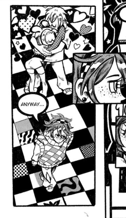 some fave little details from clutch claw complex:
1. i wanted to fill this space somehow, i like this dude hugging a big rat plush and laying on a ddr machine that appeared
2. i just like this panel!!!
3. i loved designing the alternate CUPID CLAW logos
4. nikocado