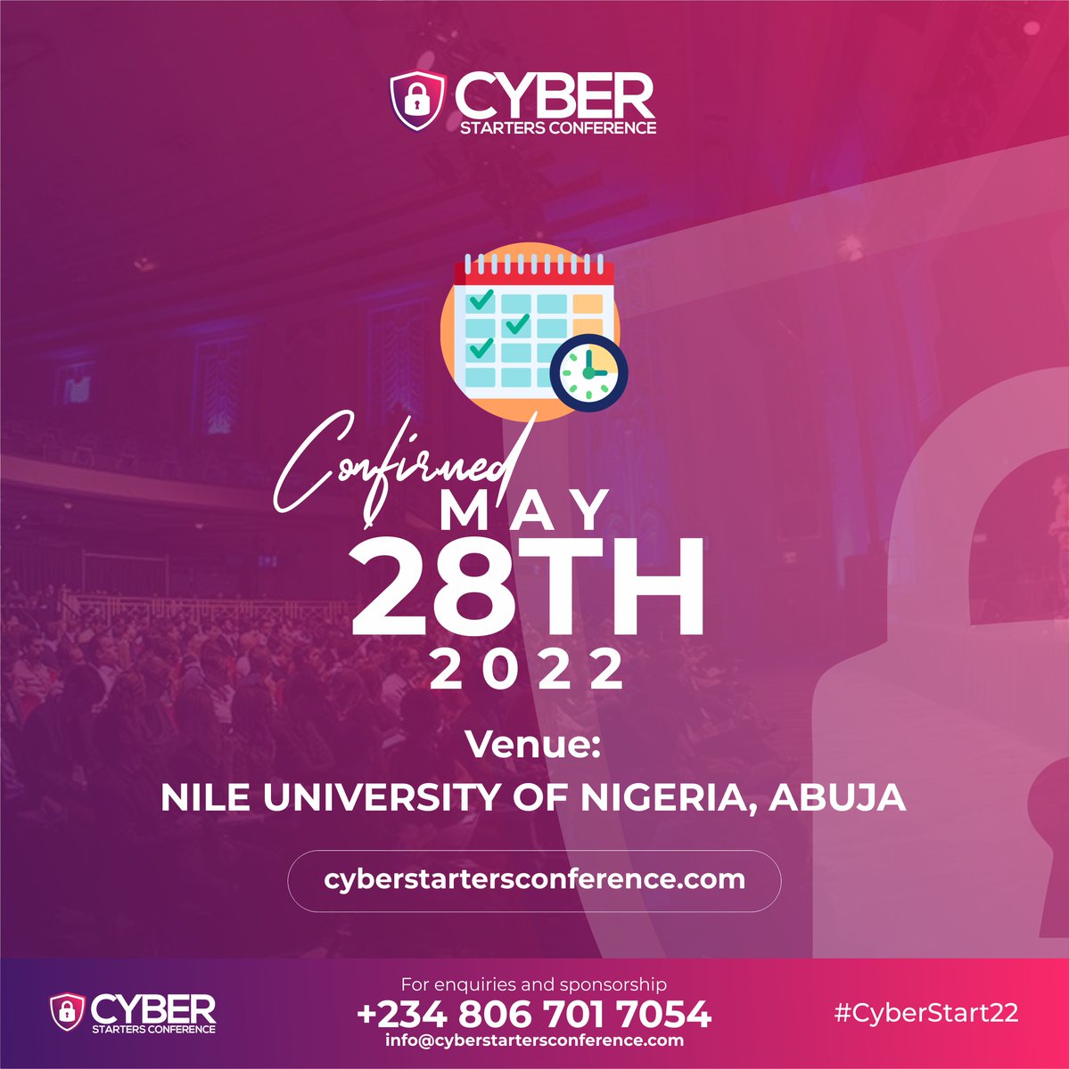 DoHAfrica's tweet image. Mark Your Calendar Now! 🗓️
We are excited to announce the date for the #CyberStart22. It&apos;s coming up on the 28th of May, 2022 at Nile University of Nigeria, Abuja.
More updates coming up soon.

Gear up for awesomeness!

#CyberStarters #Cybersecurity #Hacking #Conference #Infosec