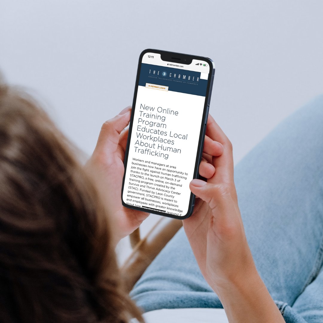 STACAdvocacy's tweet photo. We are thrilled to share that STACPRO has been featured in a recent article by the Greater Tallahassee Chamber of Commerce. Thank you for helping us in our efforts to support survivors of Human Trafficking! https://t.co/teeRgsb3j7
