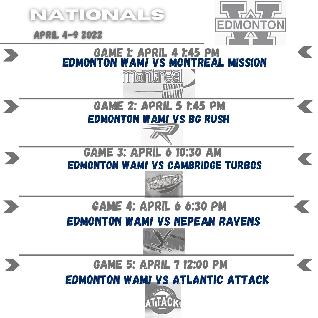 EdmWAMRingette's tweet photo. ⭐️ NATIONALS SCHEDULE ⭐️

We are 5 days out from the big event &amp; here is our game schedule! 
All the games will be live streamed on Ringette Canadas YouTube page if you are not able to catch us in person here in Calgary.

GO WAM GO ❤️💙🤍 https://t.co/qKoUB0SxT0