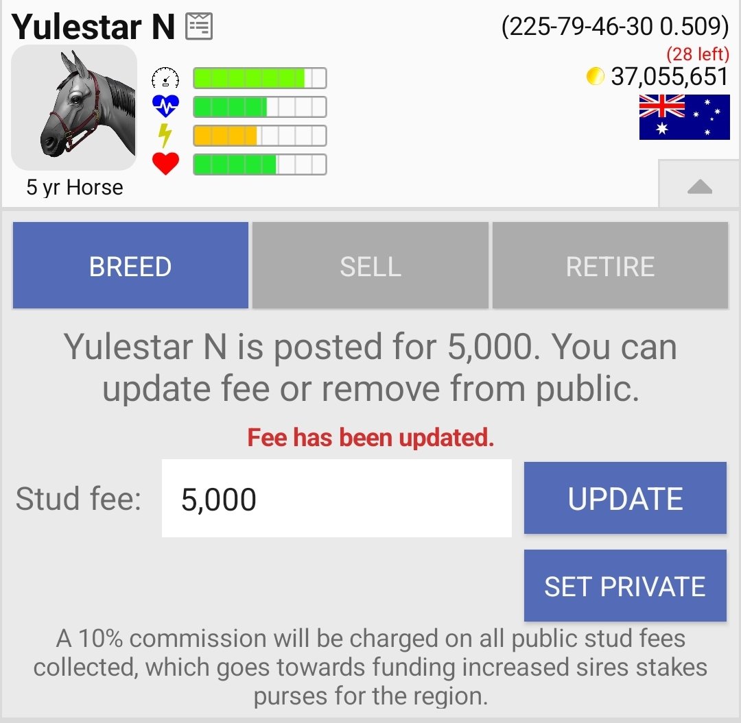 BestNzs's tweet photo. Just retired. Fee 5,000 until bred out or season change. @AndPacing https://t.co/Oqa03BJNSa