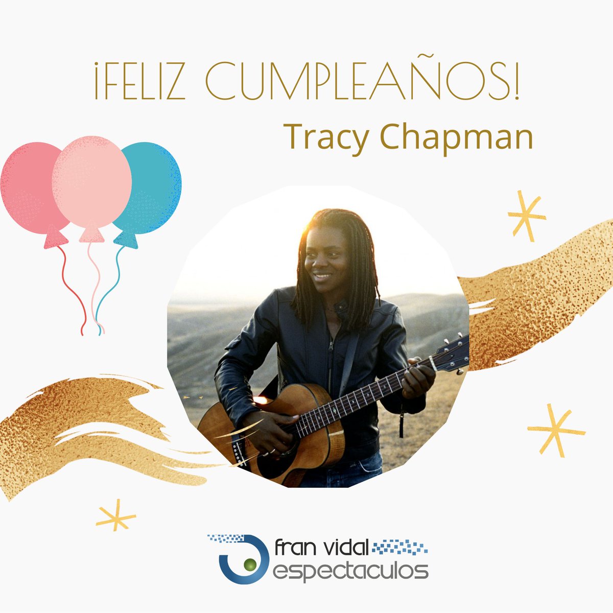 Hoy cumple 58 años #TracyChapman 🎈🎂

Es una cantante estadounidense ganadora de varios premios Grammy y conocida por el éxito de canciones como "Fast Car", "Across the Lines", "Talkin' Bout a Revolution", "Baby Can I Hold You", "Subcity" y "Give Me One Reason".